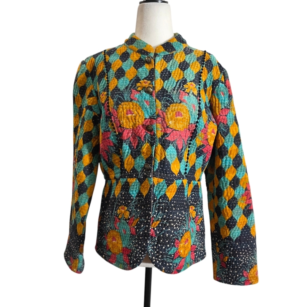 Kinche Richmal Crompton handmade  Quilted Jacket with Floral Design Rare